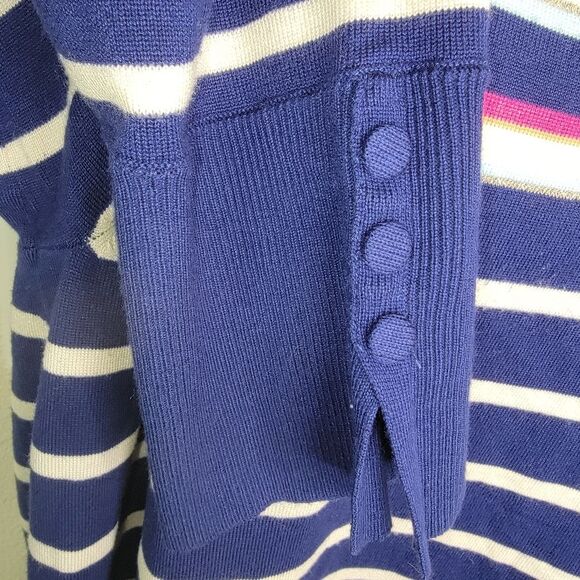 Chico's Multi-Colored Striped Button-Sleeve Pullover Sweater XXL - Picture 5 of 7